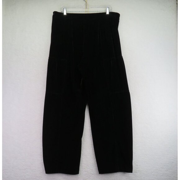Soft Surroundings Pants Womens Size Large Black Velour Wide Leg Lounge Plush - Picture 3 of 10